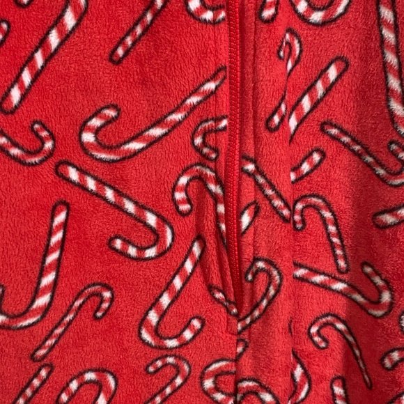 #Follow me Christmas one piece zip up pajamas santa hood candy canes women's XXL - Picture 8 of 13